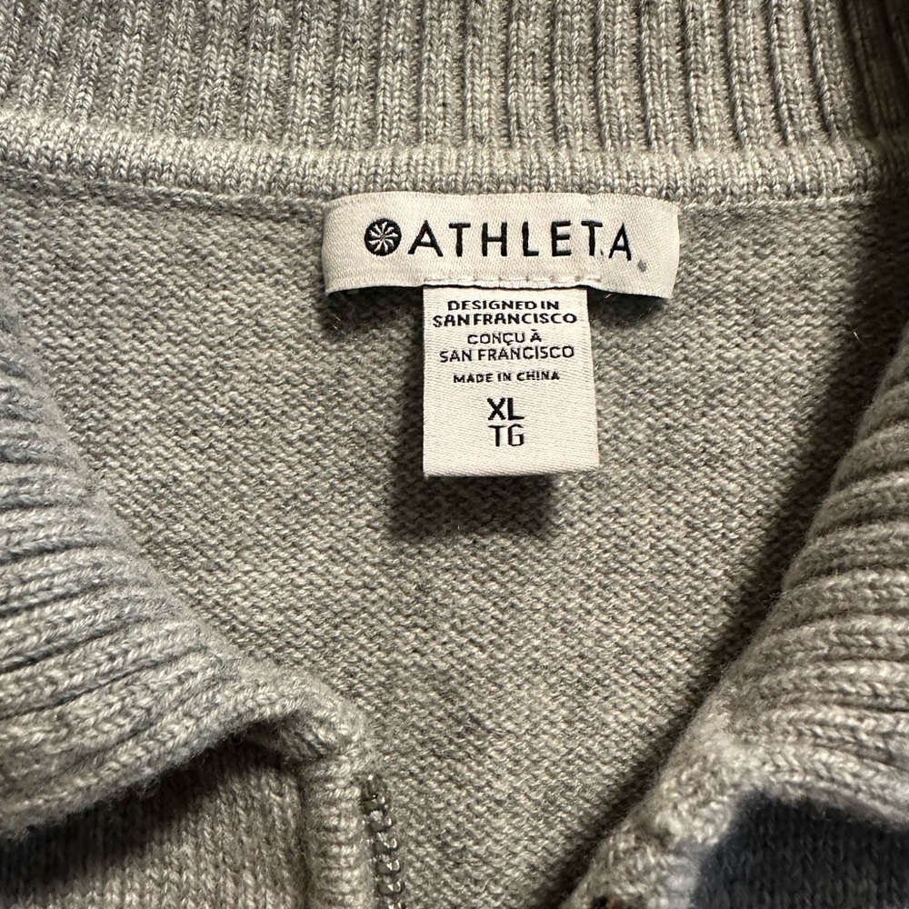 Athleta NWT; Light Gray Zip-Up Sweater - Picture 3 of 4